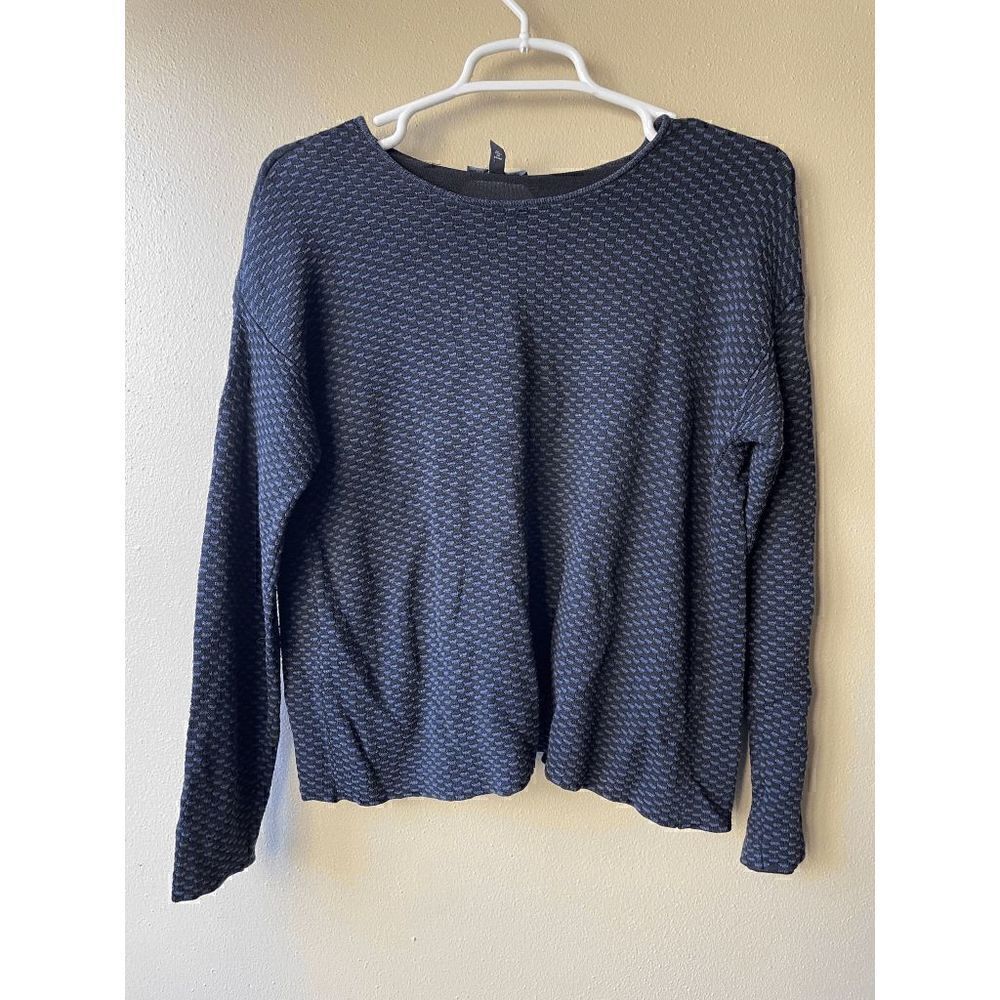 Eileen Fisher Navy Blue and Black Tencel Open Back Sweater Women's Size XS
